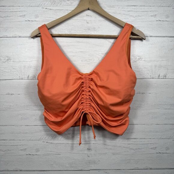 Peyton & Parker Womens Size Large Athletic Crop tank ruched front orange - Picture 1 of 6